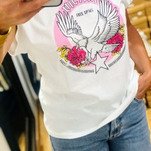 Tee shirt SPIRIT blanc-rose