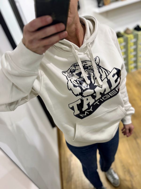 Sweat capuche MOLLETON TIGER écru