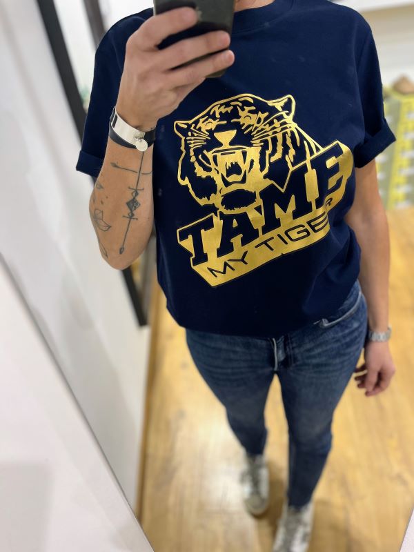 Tee-shirt HEAVY TIGER bleu marine