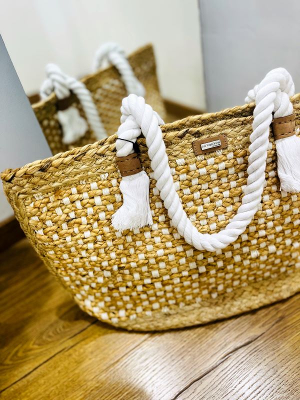 Cabas Coton & Jute blanc LES TROPEZIENNES