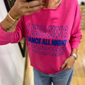 Sweat col bateau fushia