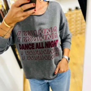 Sweat col bateau gris