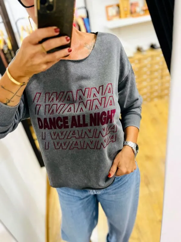 Sweat col bateau gris