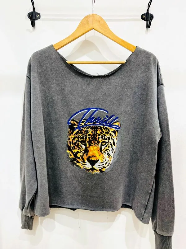 Sweat col bateau gris