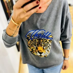 Sweat col bateau gris
