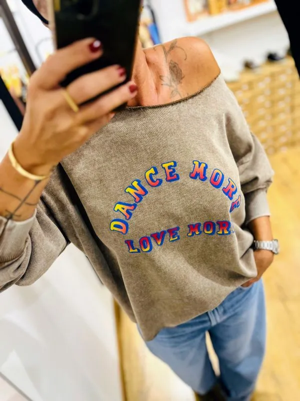 Sweat col bateau moka
