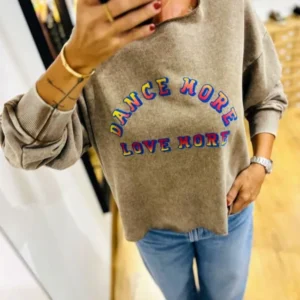 Sweat col bateau moka