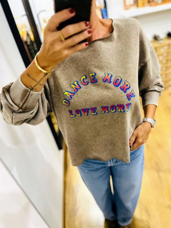 Sweat col bateau moka